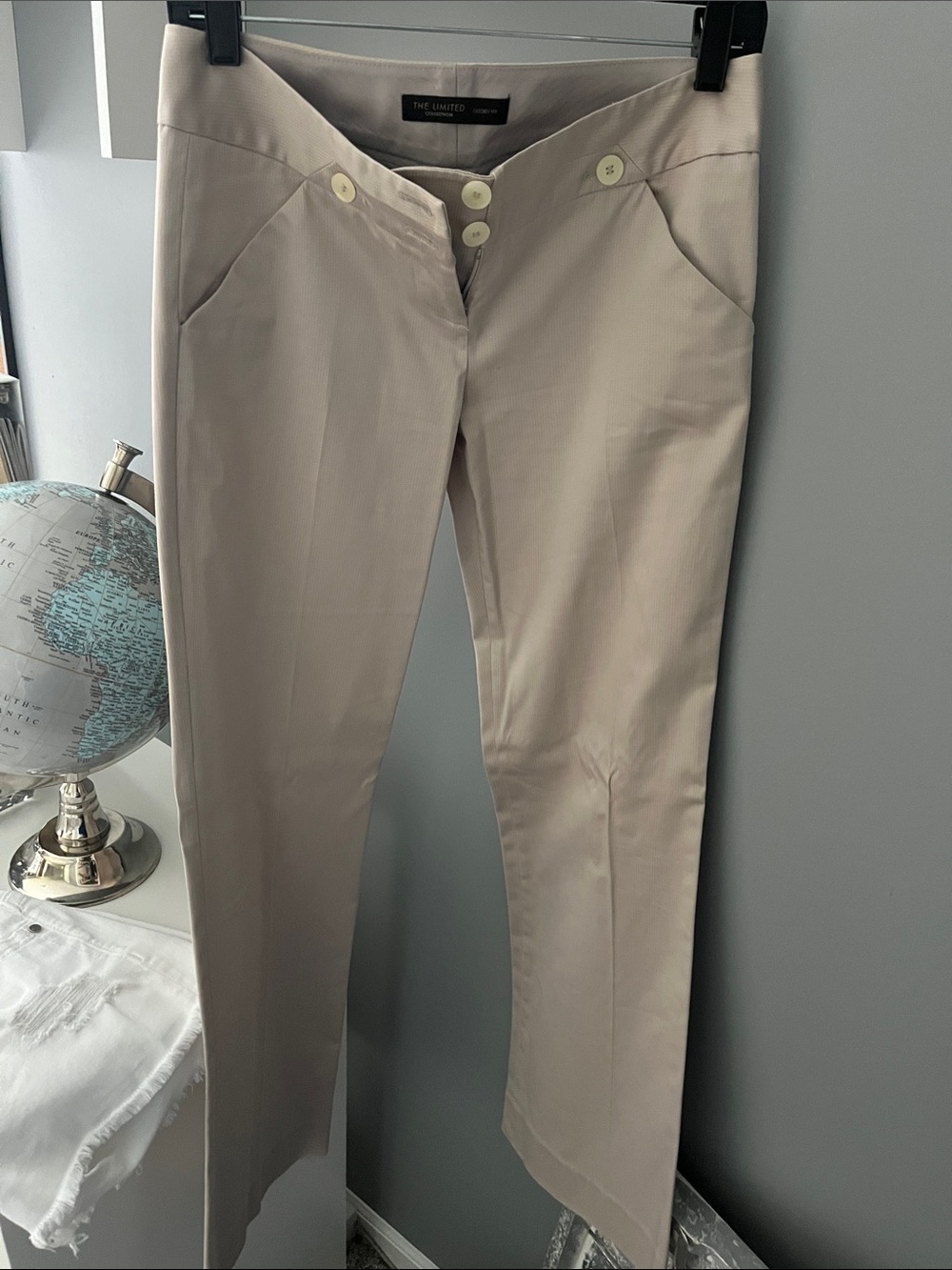 The Limited Beige Dress Pants with Side Button Detail